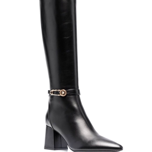 Versace Safety Pin Knee High Boots - Picture 2 of 7